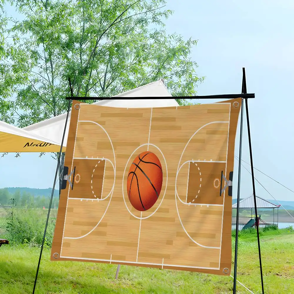 Lastest Basketball Court Frame Cartoon Retro Flags Multiple Choice Living Studio Booth Interior Decoration Banner