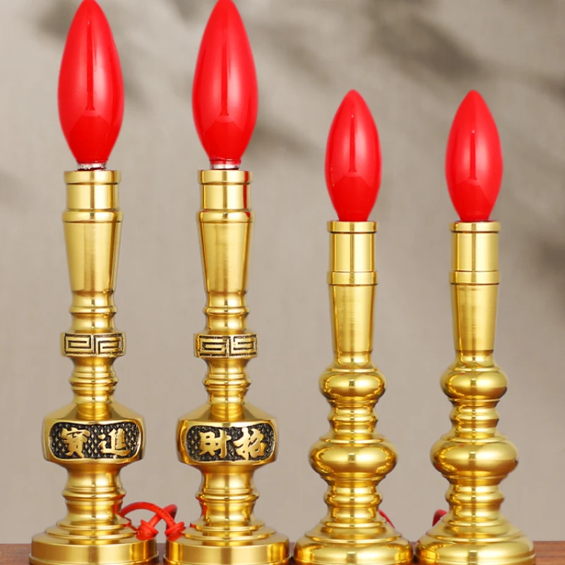 Simulated candlestick Buddhist Temple Utensils Temple Worship Family Prayer Home Decoration Absorb Wealth