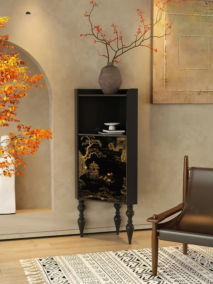 

Modern new Chinese-style solid wood locker, living room storage cabinet, triangular cabinet, dining room corner cabinet, retro