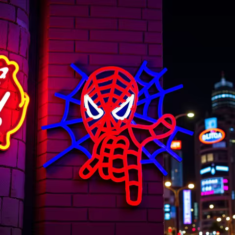 Spider Neon Sign, Anime Room Decor, Gift Idea Neon Sign, Boys Bedroom Decor, Cartoon Theme Party Wall Decor