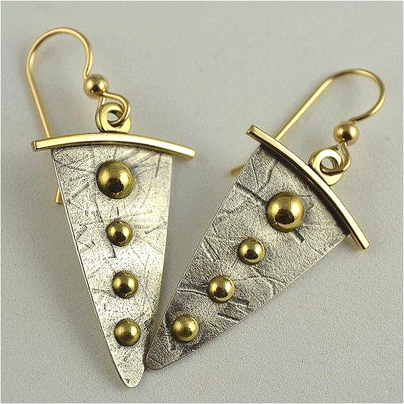 Vintage-Stil, zweifarbiges Design, dreieckige Tropfenohrringe für Damen, modisch, klassisch, für Bankette, Festivals, Schmuck, Accessoires, Geschenke
