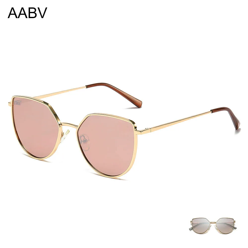 AABV Metal Sunglasses for Women Trendy Vintage Designer Cat Eye Sun Glasses Dropshipping 1016