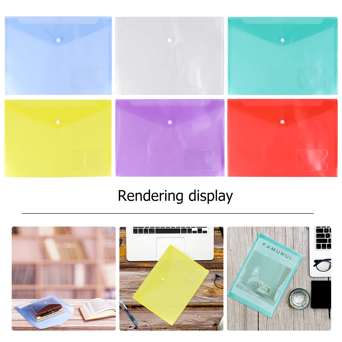 

20pcs Snap- File Bag Convenient Document Storage Bag Plastic Storage Pouch for School Office (Assorted Color)