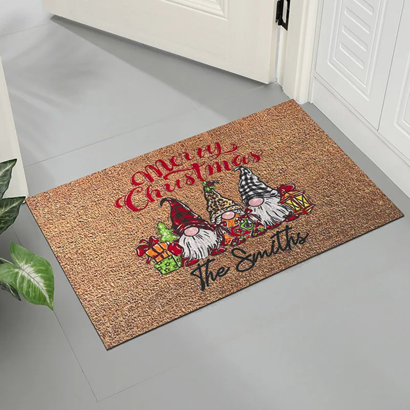 Christmas Welcome Gnome Doormat Front Porch Rugs Welcome Mat Christmas Gnome Door Mat Indoor Outdoor Doormats Entrance Carpet