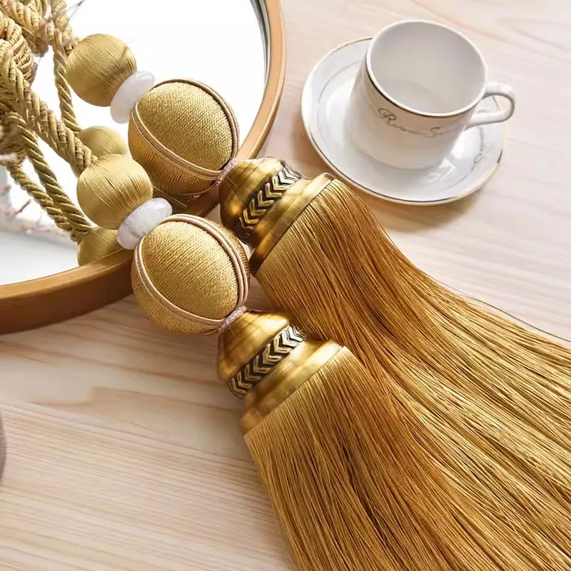 2Pcs/European style curtain binding, curtain hanging ball binding rope, curtain buckle, tassel, single ball, Roman pole decorati
