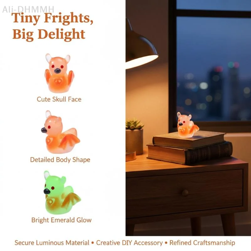Mini Glow In Dark Bat Resin Figurines Cute Scratch Resistant Small Decor for Halloween Fairy Garden Patio Window Sill Ornament
