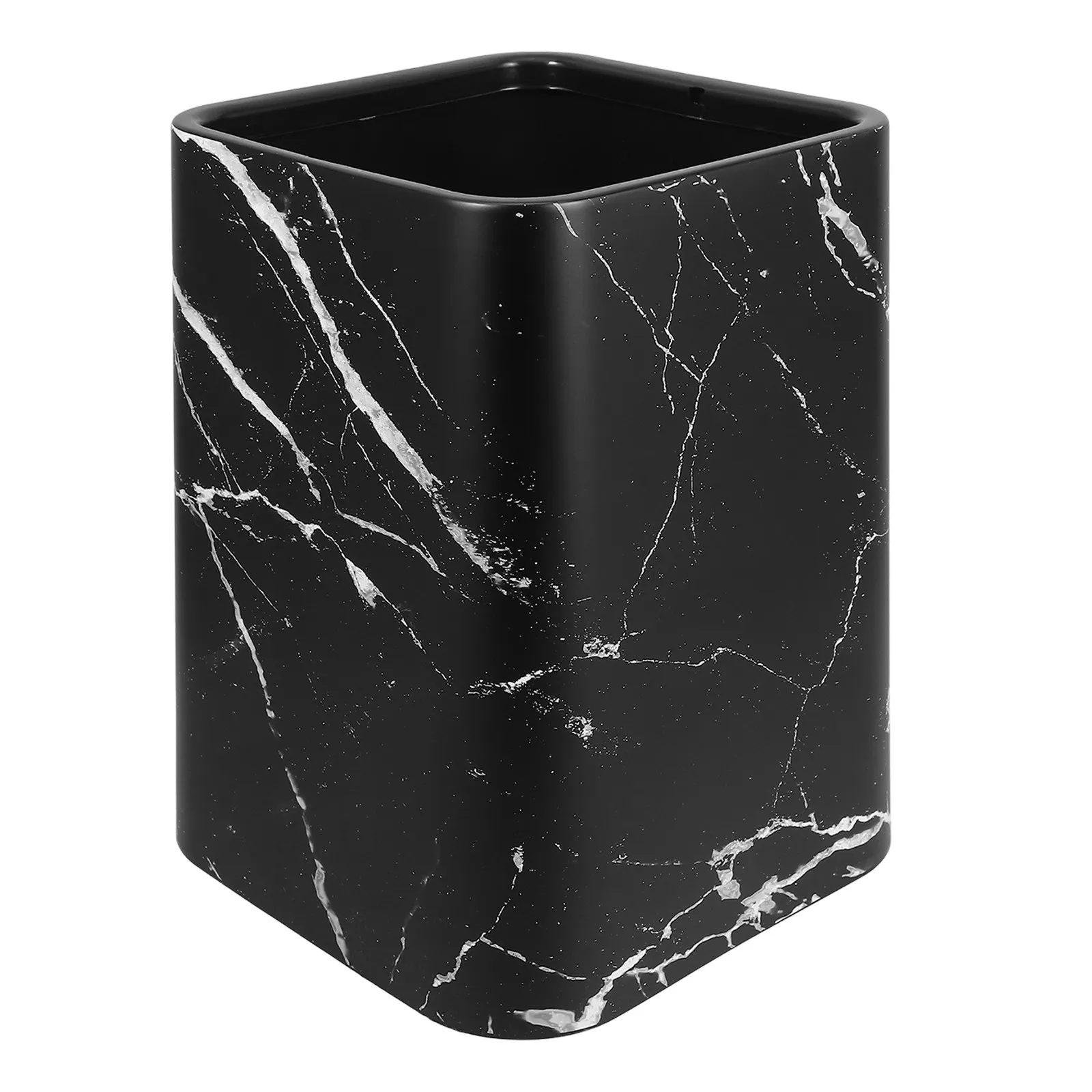 Modern Marble Trash Can Double Layer Wide Mouth Design Sturdy PP Material for Kitchen Bathroom Bedroom Office Waste Basket Bin