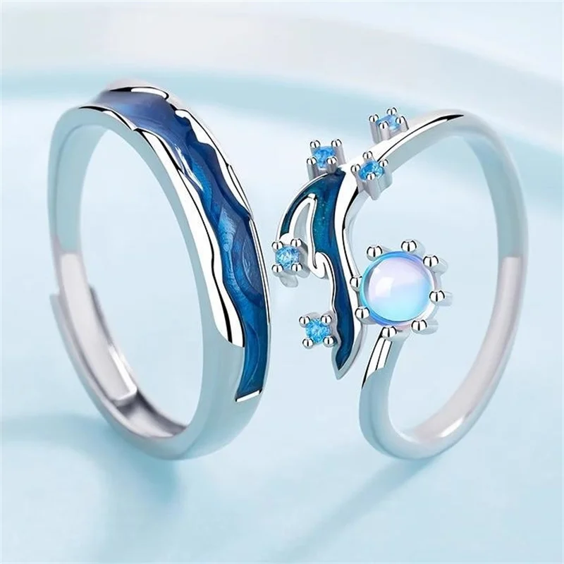 

Elegant Ocean Fish Design Couple Ring For Lover Anniversary Accessories Top Quality 925 Silver Ring Women Finger Accessories
