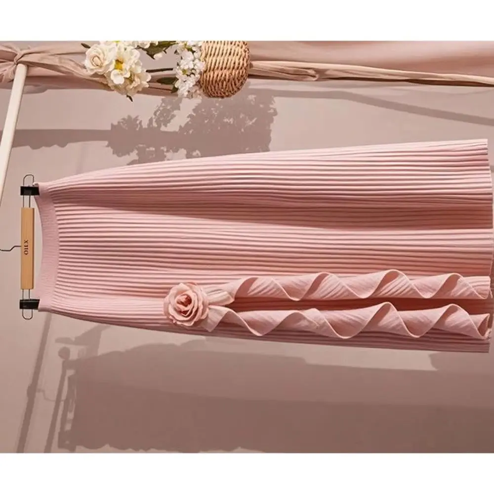 

Корейская версия розовой юбки трапециевидной формы, женская весенне-осенняя новая сексуальная длинная юбка с высокой талией и тонкой женской юбкой