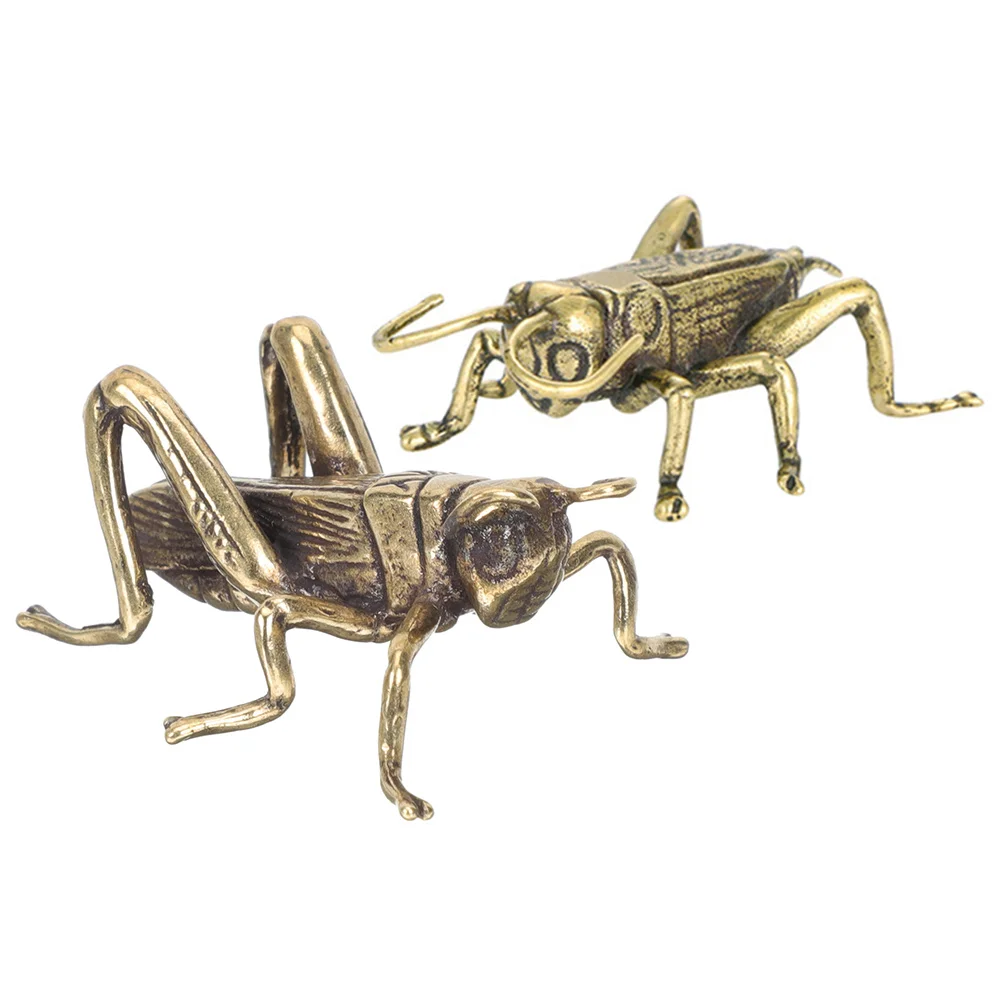 2 Pcs Cricket Ornaments Exquisite Statue Decor Small Crickets Creative Figurines Brass Tea Party Favors Simulation Adornment