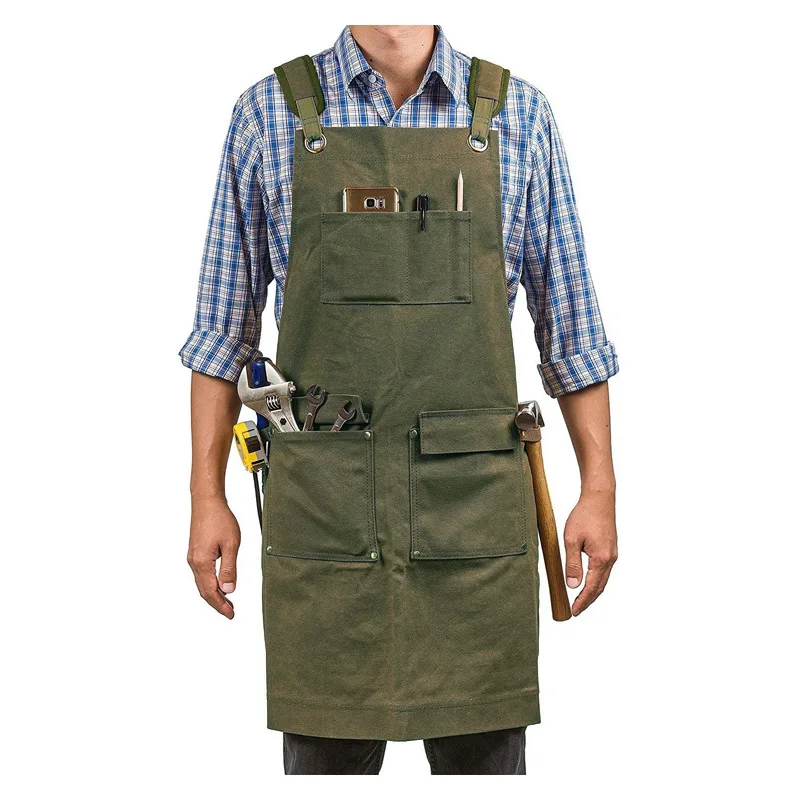 

Thickened canvas multi-functional pocket apron with adjustable belt Mechanic carpenter electrician gardening work apron