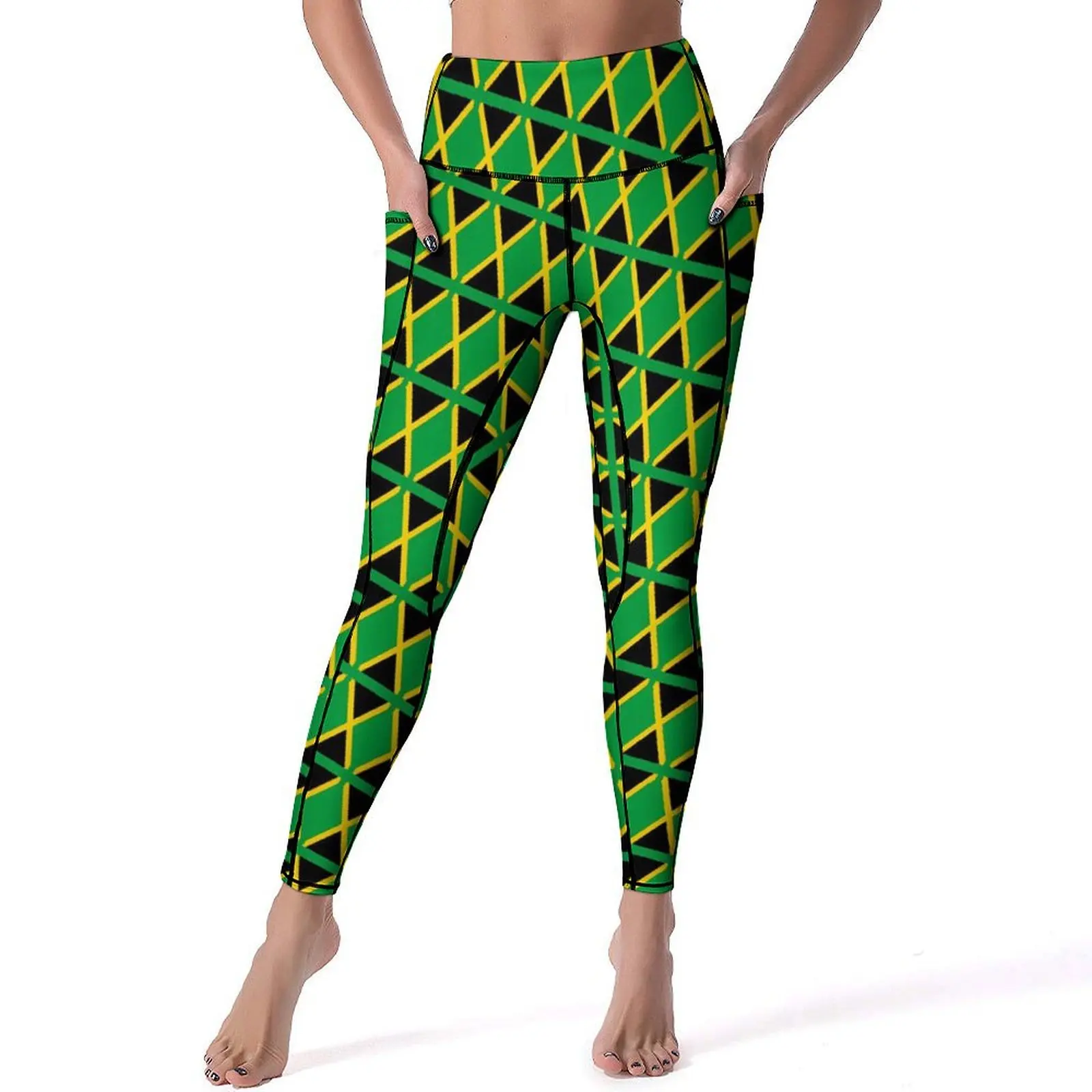 Jamaica Flag Travel Leggings Sports Fan Work Out Yoga Pants Lady High Waist Breathable Sport Pants Elastic Custom Yoga Legging