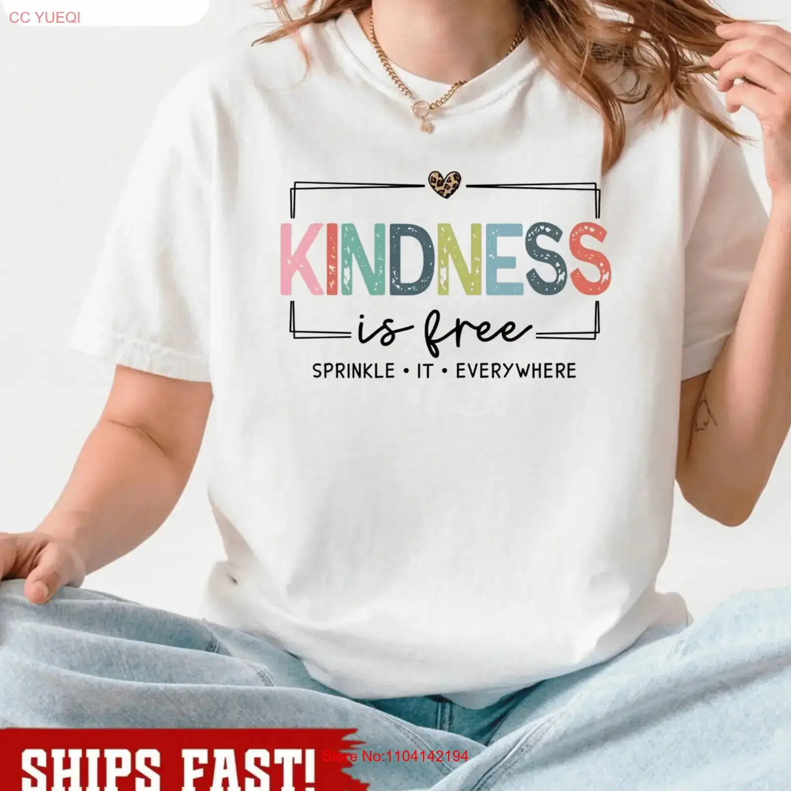 Kindness is Free Sprinkle it T shirt Positive Be Kind Sa vintage Washed Breathable Top For Everyday Wear streetwear Versatile