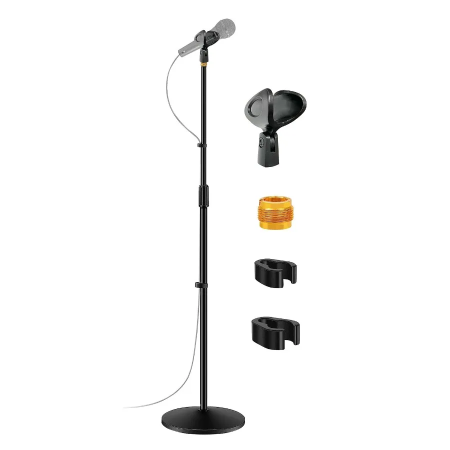 

5 Core Mic Stand Universal Microphone Stand Boom Mic Stand with Weighted Round Base Height Adjustable Stand with Cable Manageme
