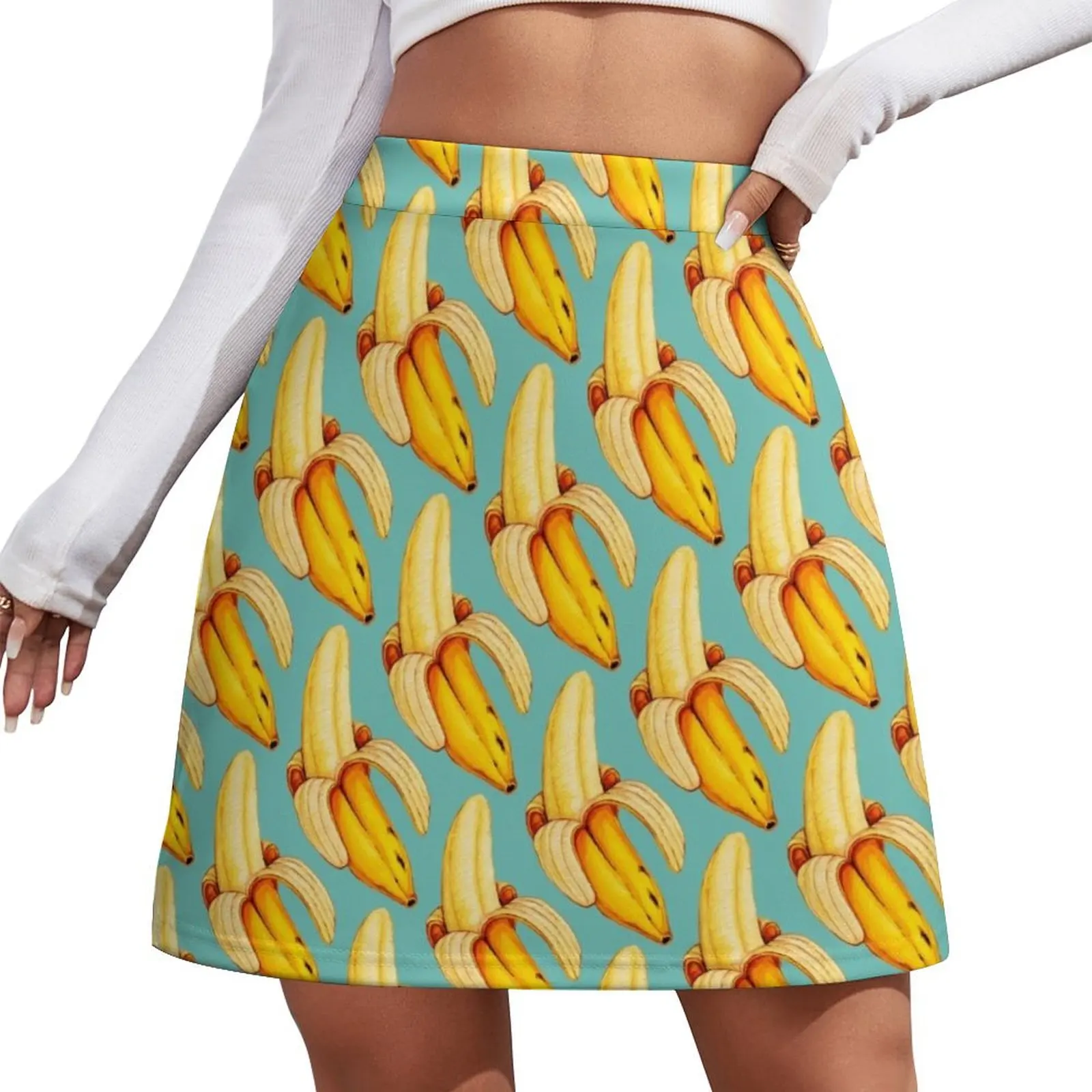 Banana Pattern - Blue Mini Skirt korean style skirt novelty in clothes
