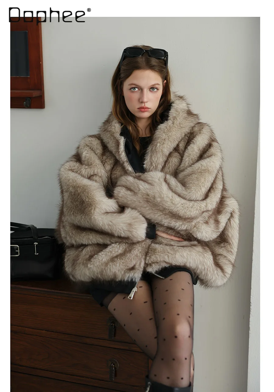 الشتاء الكورية Ins الشارع شخصية مقنعين صديقة للبيئة فو الفراء قصيرة الوجهين سترة قطن سميكة تنوعا معطف غير رسمي #3