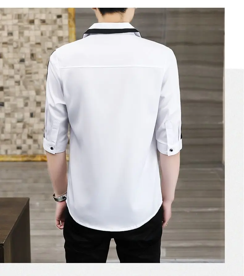 2025 Summer Men Shirt Five-quarter Sleeve Slim Suit Collar Versatile Casual and Fashionable Cardigan