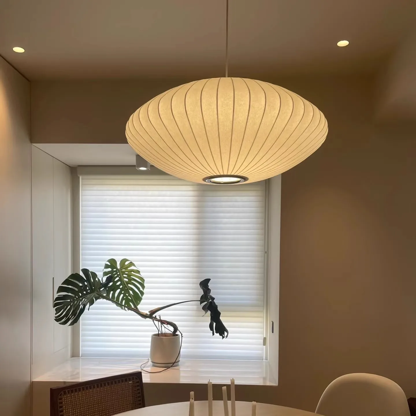 Japanese Style Handmade Silk Pendant Lamp Wabi-sabi LED Light - For Living Room Hotel Hall Kitchen Island Zen Home Decor