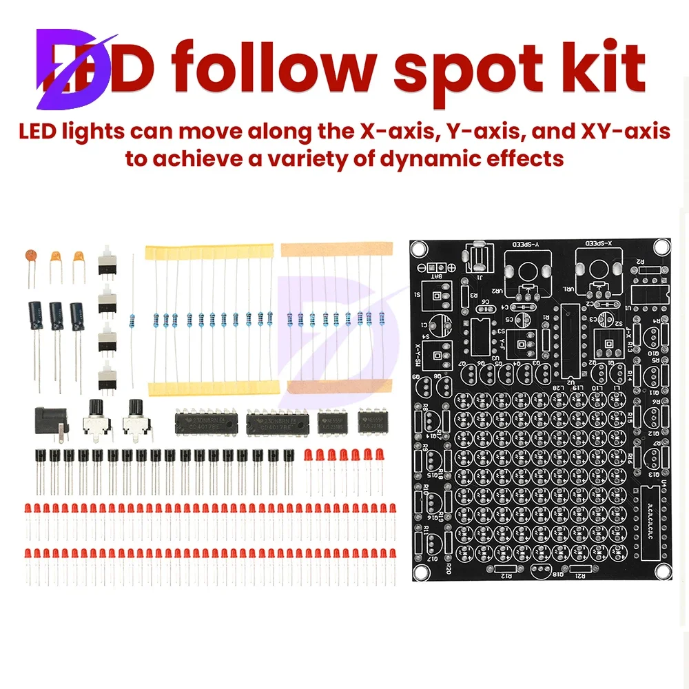 DC4.5-9V 81 LED Follow up Light Kit Game X/Y-axis Mobile Adjustable Flow Light DIY Welding Electronic Kit