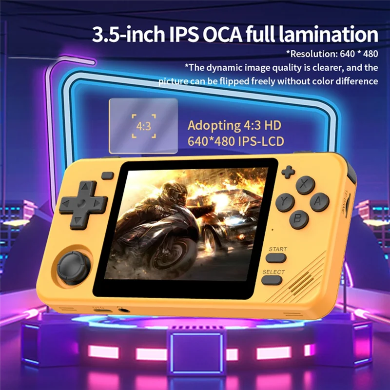 Console de jogos portátil RGB10X 64GB Tela IPS de 3,5 polegadas Open Source para GBC GBA PSP NDS Simulator Console de videogame C