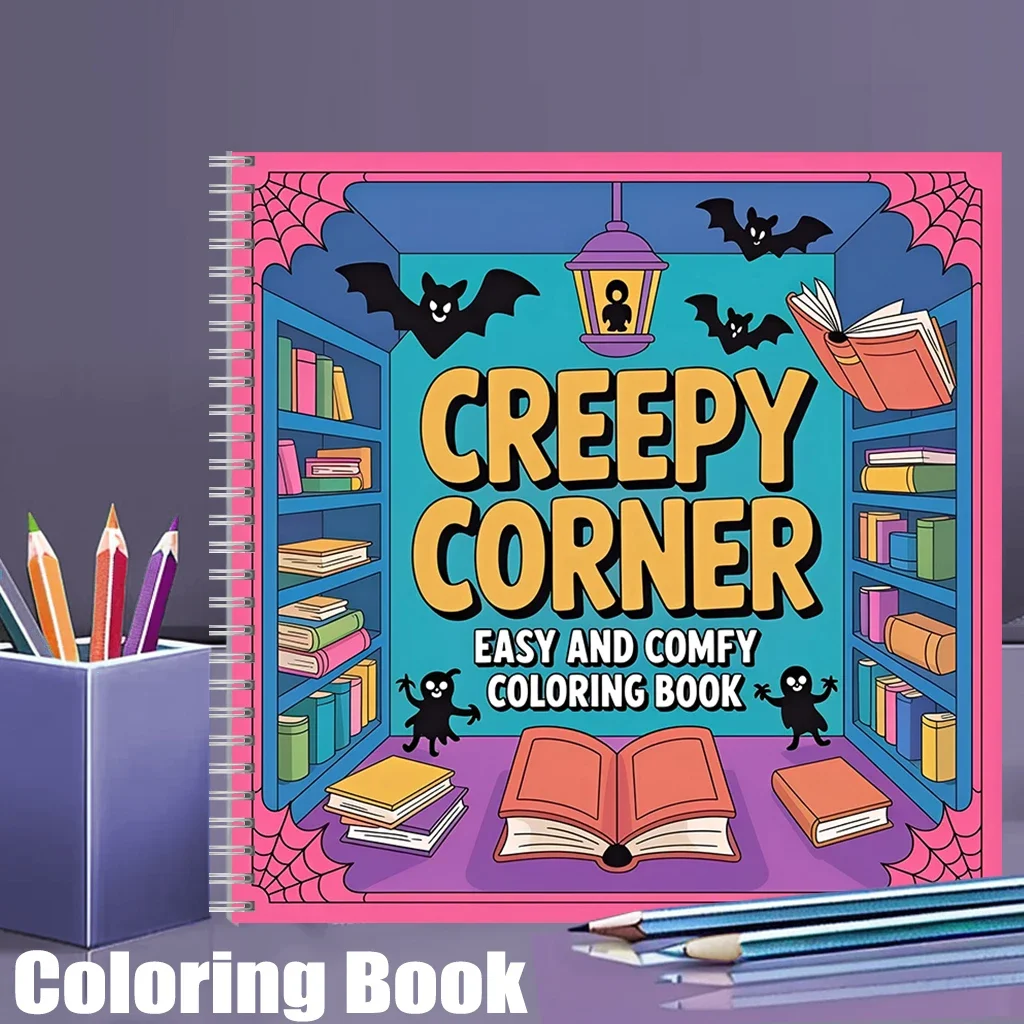 

Книга-раскраска Creepy Corner для взрослых, подарок на день рождения, принадлежности для школы, милая книга для рисования для взрослых