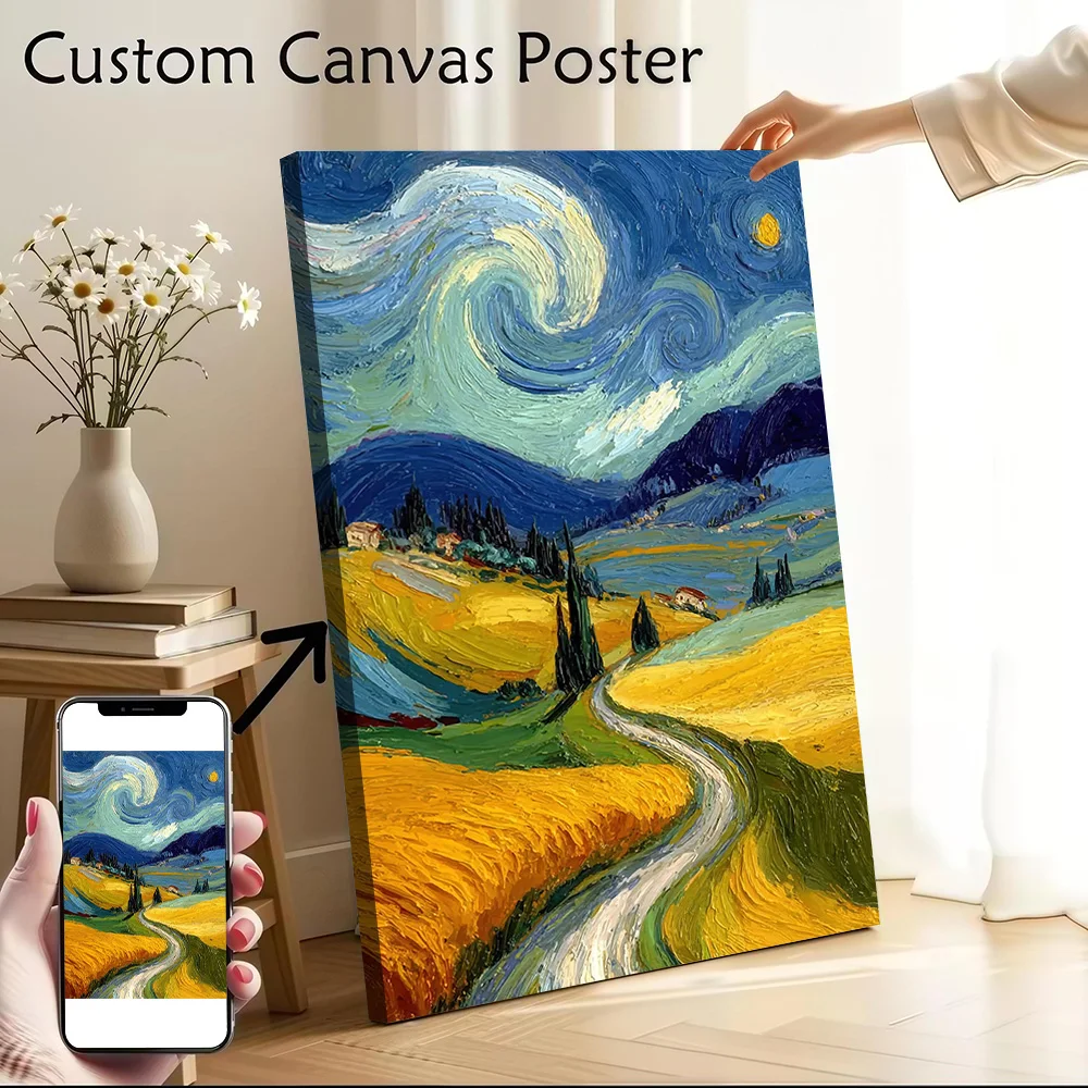 Van Gogh-inspired Tuscan Landscape Canvas Wall Art Poster Custom Wall Paintings Personalized Photo Printing for Wand Deko Mural