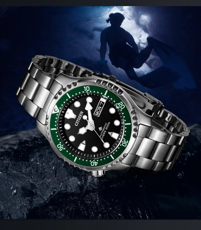 Original CITIZEN Men\'s Mechanical watch Diving Sports Watch Sapphire Luminous Waterproof 100m NY0131-81XB