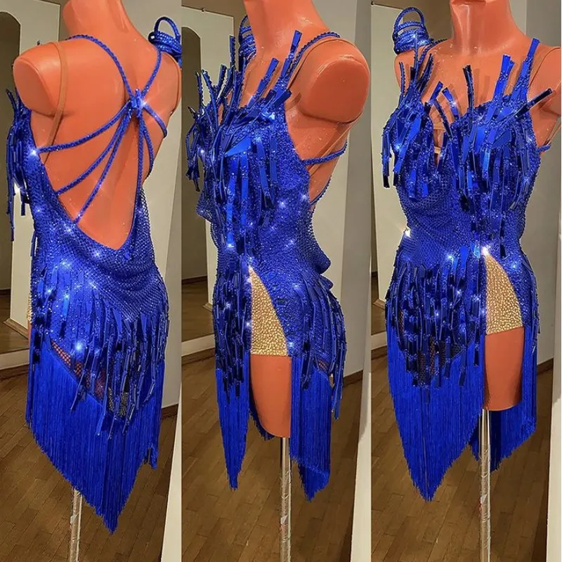 

latin dance dress latin dancing costume for ladies latin dancing costume chacha dress blue sexy latin wear