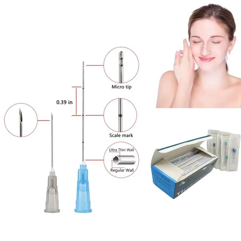 Disposable Blunt Tip Cannula Needle For Filler Injection 18G 21G 22G 23G 25G 27G 30G Uric Acid Facial Filling Nose 1 box