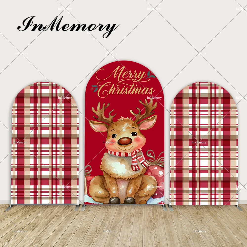 

Christmas Day Arch Backdrop Cover Red Elk Merry Christmas Party Chiara Wall Photography Background Arched Banner