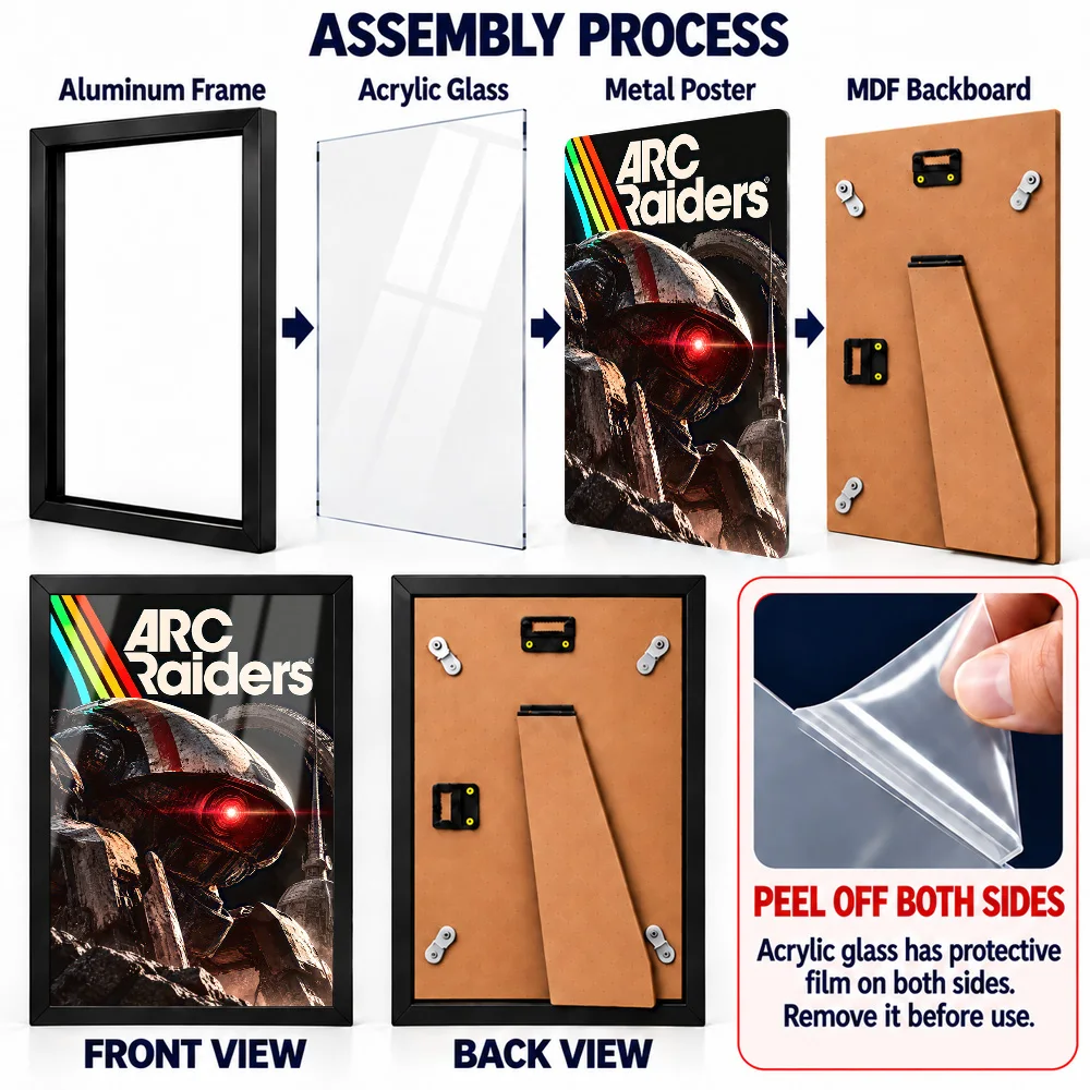 ARC Raiders Game Metal Poster With Aluminum Alloy Frame Personalized Illustrated Character Scene Wall Art For Entertainment Room