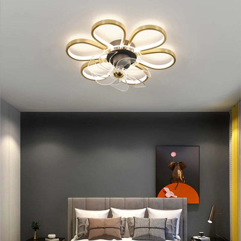 Modern ceiling lamps bedroom folding Ceiling fan ceiling fan with led light and control ceiling lamp for living room lighting