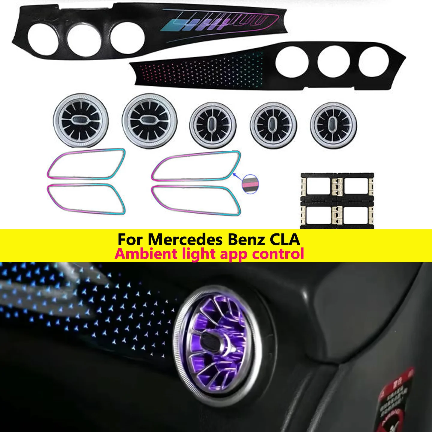 Autowellus Rainbow Chasing 12V Ambient Lighting Mercedes CLS W218 2012-2017 App Control LED Interior Atmosphere Light Dashboard