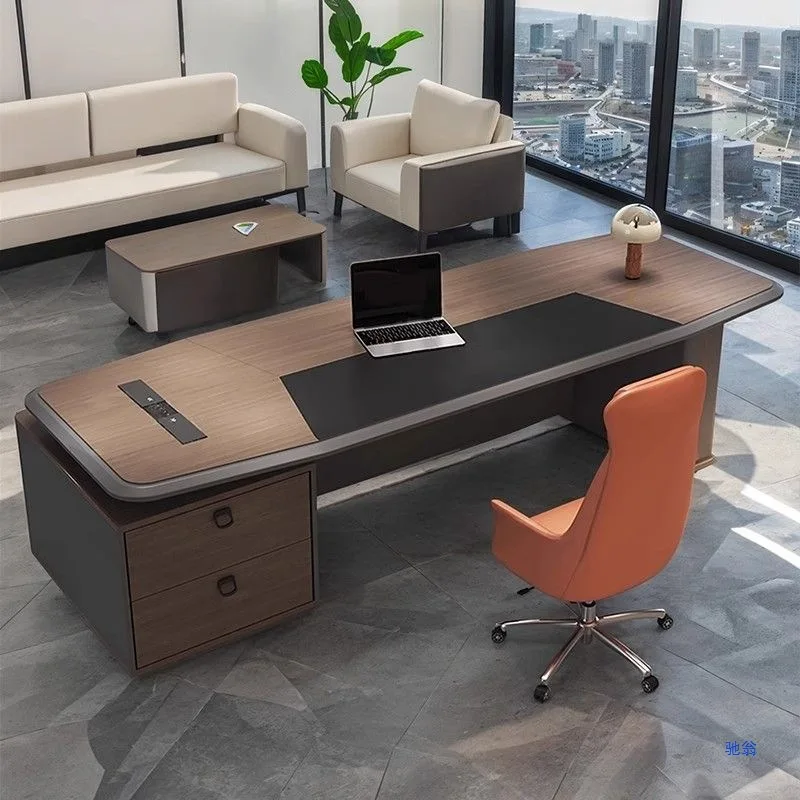 Gathering fashion boss table desk light luxury high-end office desk and chair combination a complete set of simple modern desk