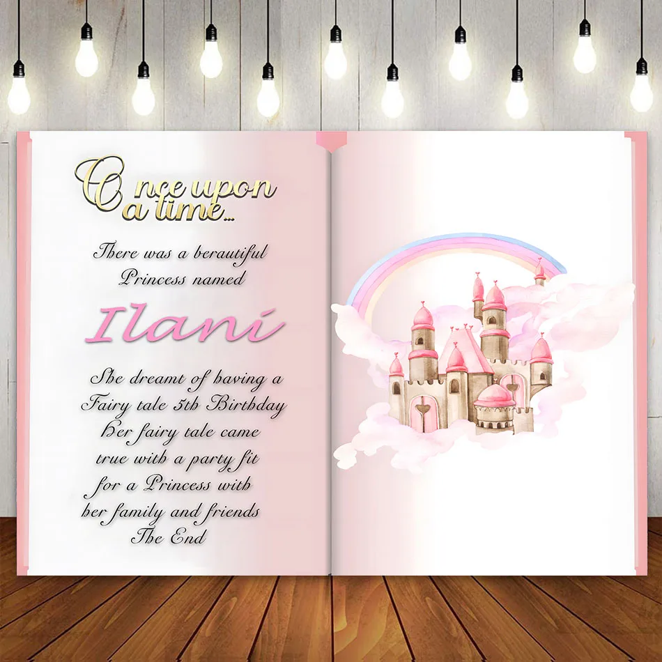 Custom Fairytale Book Photography Backdrop Castle for Princess Girls Wedding Baby Shower Birthday Party Decor Banner Background