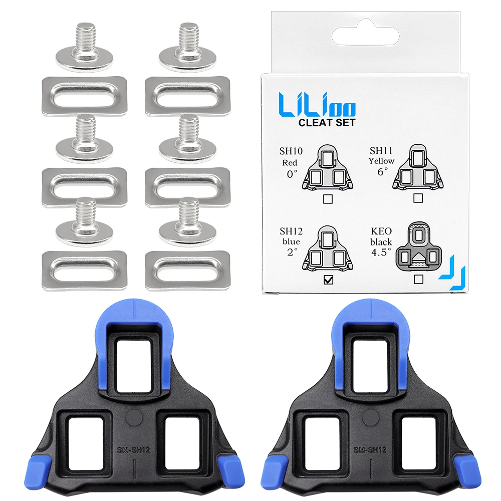 LILIOO Pedals Cleats for Road MTB Bike 0/2/6 Degree Self-locking Pedal Cleats for SHIMANO SPD PD SH10 SH11 12 Bicycle Bike Parts