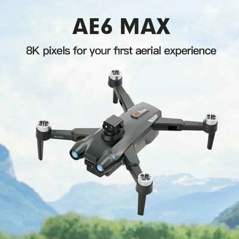 New AE6 Max GPS Mini Drone 8K HD Camera Drones 5KM 360° Laser Obstacle Avoidance Positioning Automatic Return Brushless Dron Toy