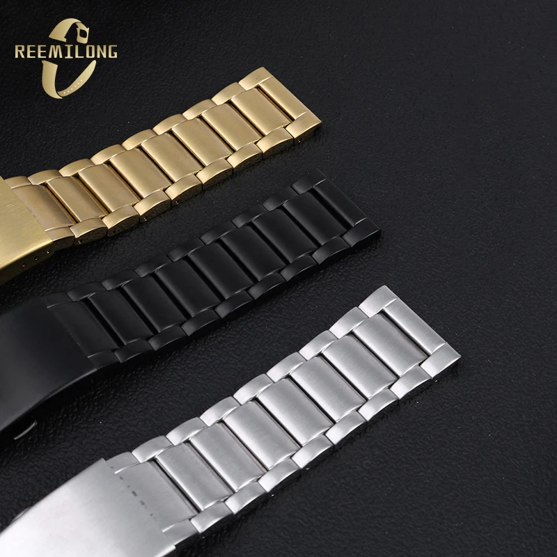 Stainless steel watch strap 22mm 24mm 26mm 28mm 30mm soild refined metal silver black gold men\'s watchband bracelet For Diesel