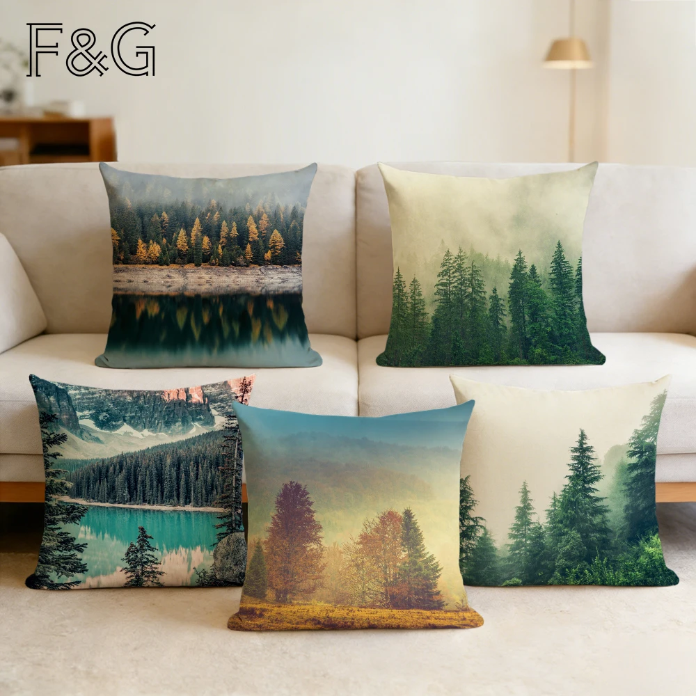 

Зимняя наволочка для подушки с лунным светом дерево горы облака льняная хлопковая Подушка Чехол квадратный диван искусственный продукт на заказ