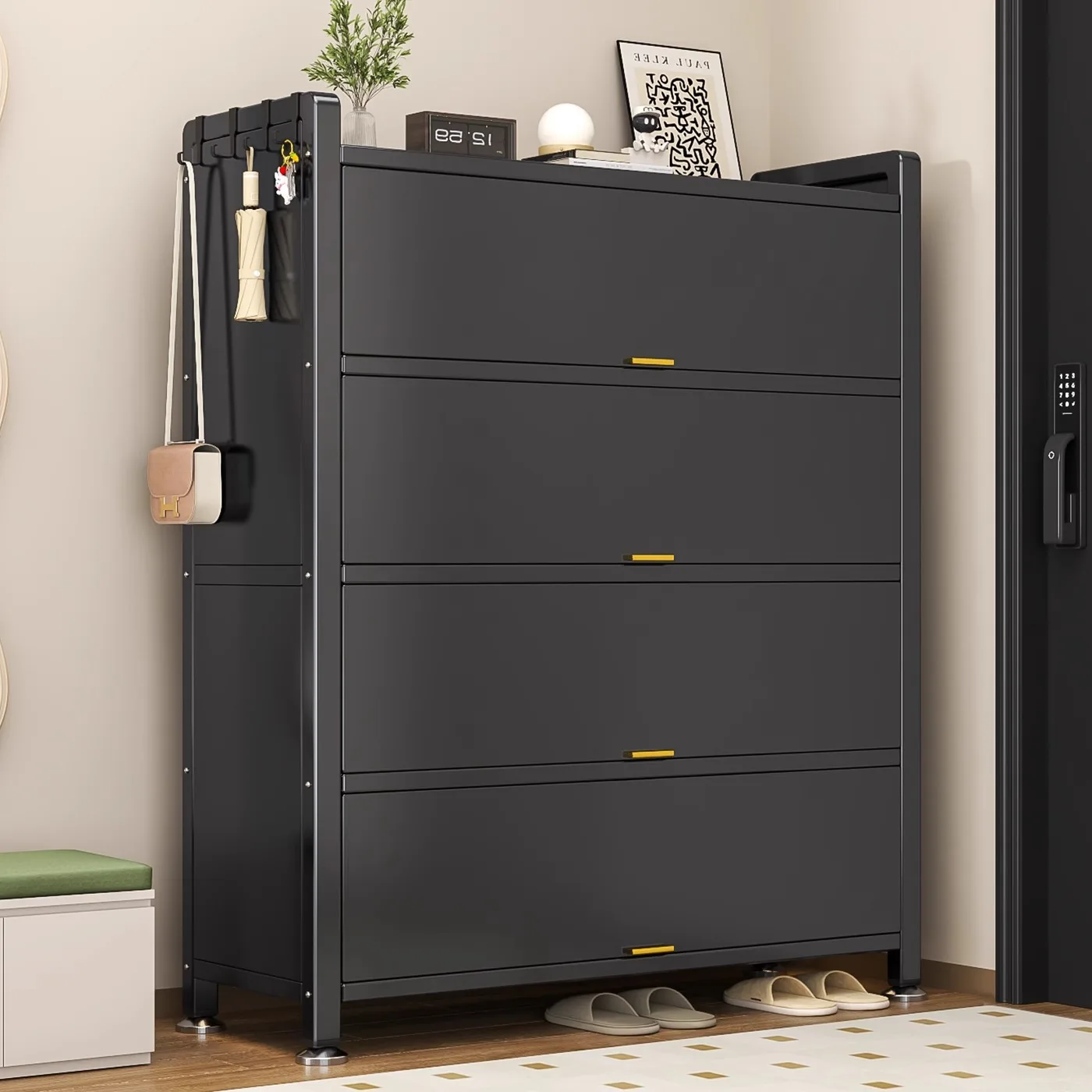 steel-integrated-wall-mounted-entrance-hall-shoe-cabinet-dust-proof-with-door-home-use-storage-organizer-shoe-rack-stand