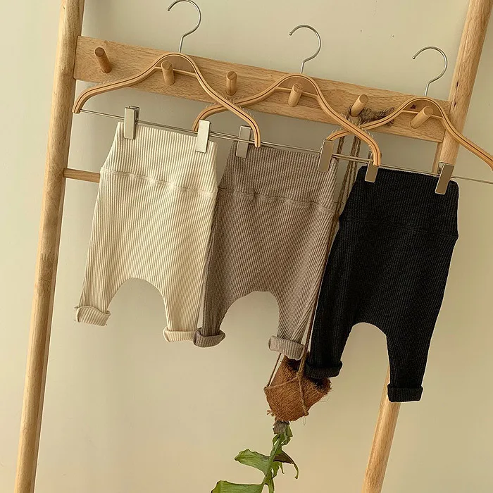 Primavera Autunno Neonato Neonati e ragazze Cotone Tinta unita Leggings a vita alta Moda per bambini Abbigliamento per bambini