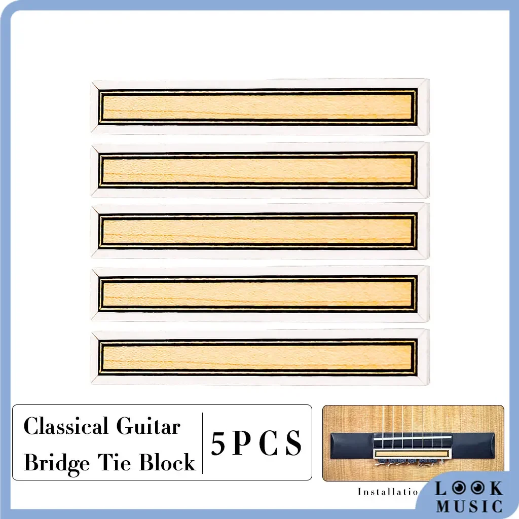 LOOK Classical Guitar Bridge Tie Block inlay PVC Wooden Guitar Bridge Wooden String-Tie DIY Parts Accessories 5pcs/LOT