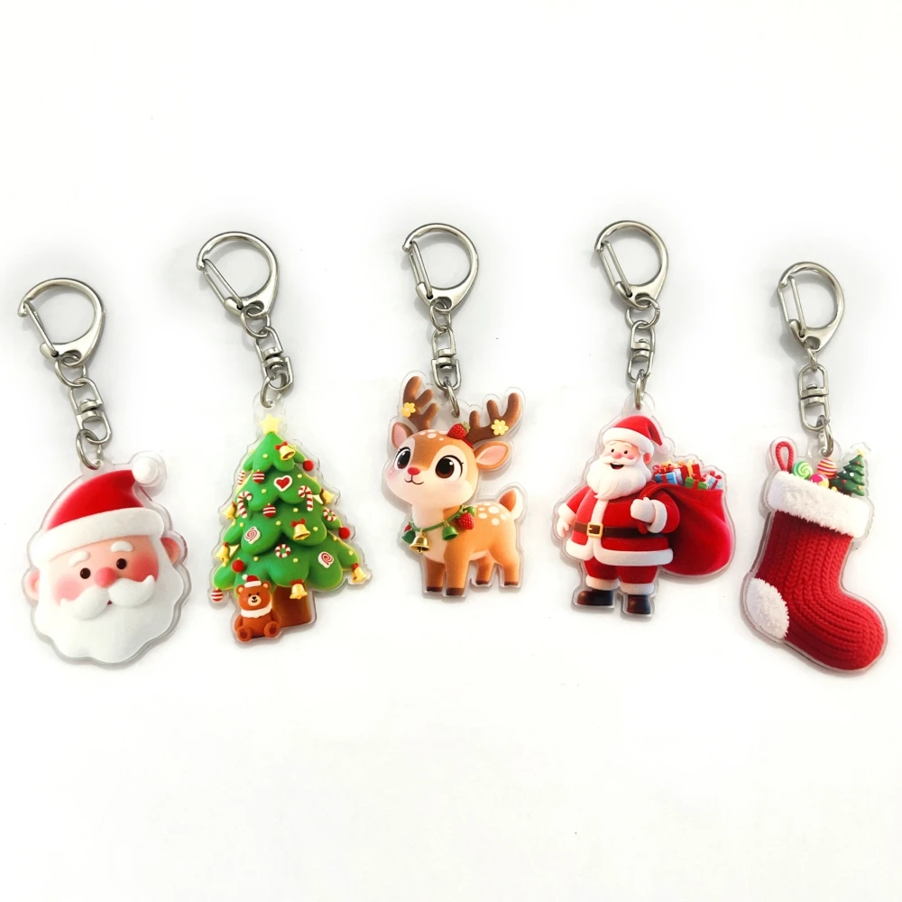 12/24/36 قطعة الاكريليك سانتا ثلج الغزلان موضوع المفاتيح قلادة لعيد الميلاد السنة الجديدة كرنفال حفلة هدية شنطة هدايا بيناتا حشو #4