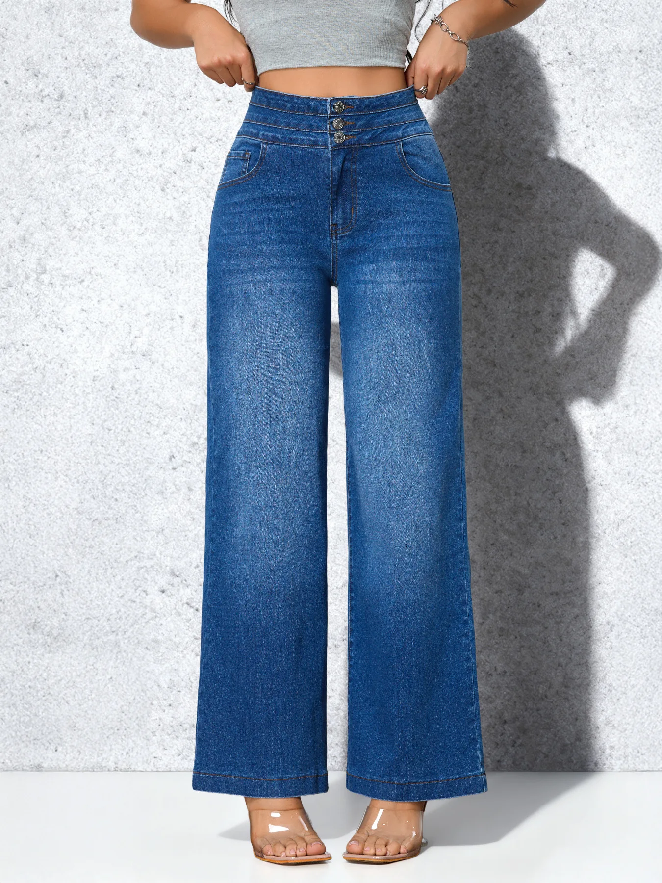 

Washed Denim plus Size Women's Loose Simple Fashionable Jeans Elastic Loose Stretchy Ladies Denim Pants Casual Trousers