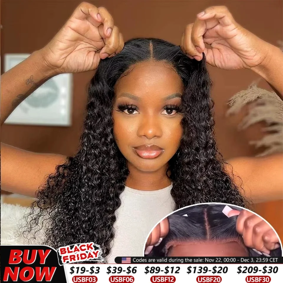 Deep Wave Glueless Wig Human Hair Ready To Wear And Go PrePlucked For Women Precut 13x6 Frontal Curly Lace Front Wigs On Sale