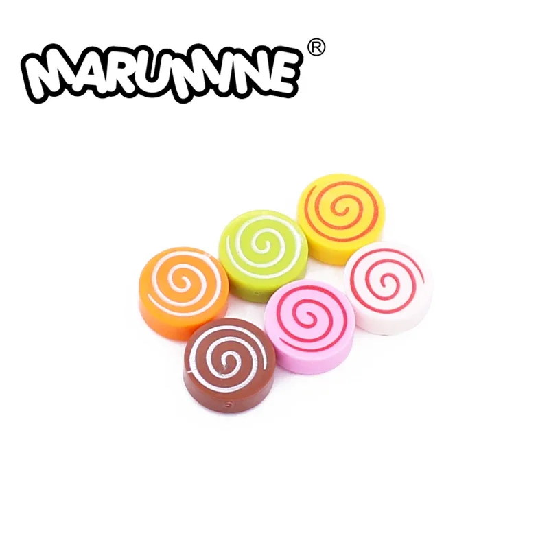 

Marumine 200 шт. плитка круглая 1x1 со спиральным узором пончик леденец строительные блоки Совместимые с 98138 pb013 Классические игрушки MOC