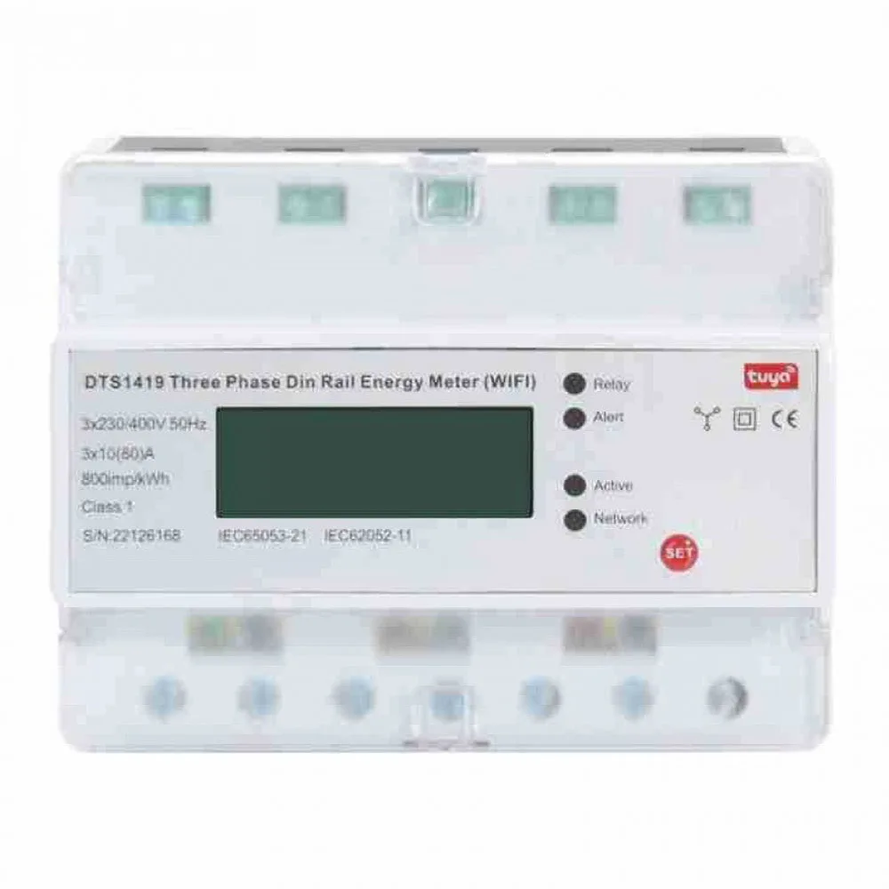 

Tuya Smart Three-phase Electric Meter WIFI Remote Prepaid Electric Meter Din Rail Energy Meter LCD Digital Display Energy Meter