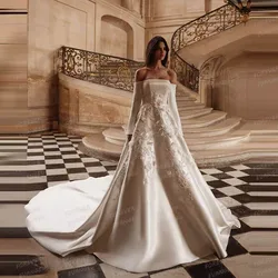 Exquisite Wedding Dresses Woman's A Line Long Sleeve Off Shoulder Bridal Gowns Appliques Fashion Vestidos De Novia Customized