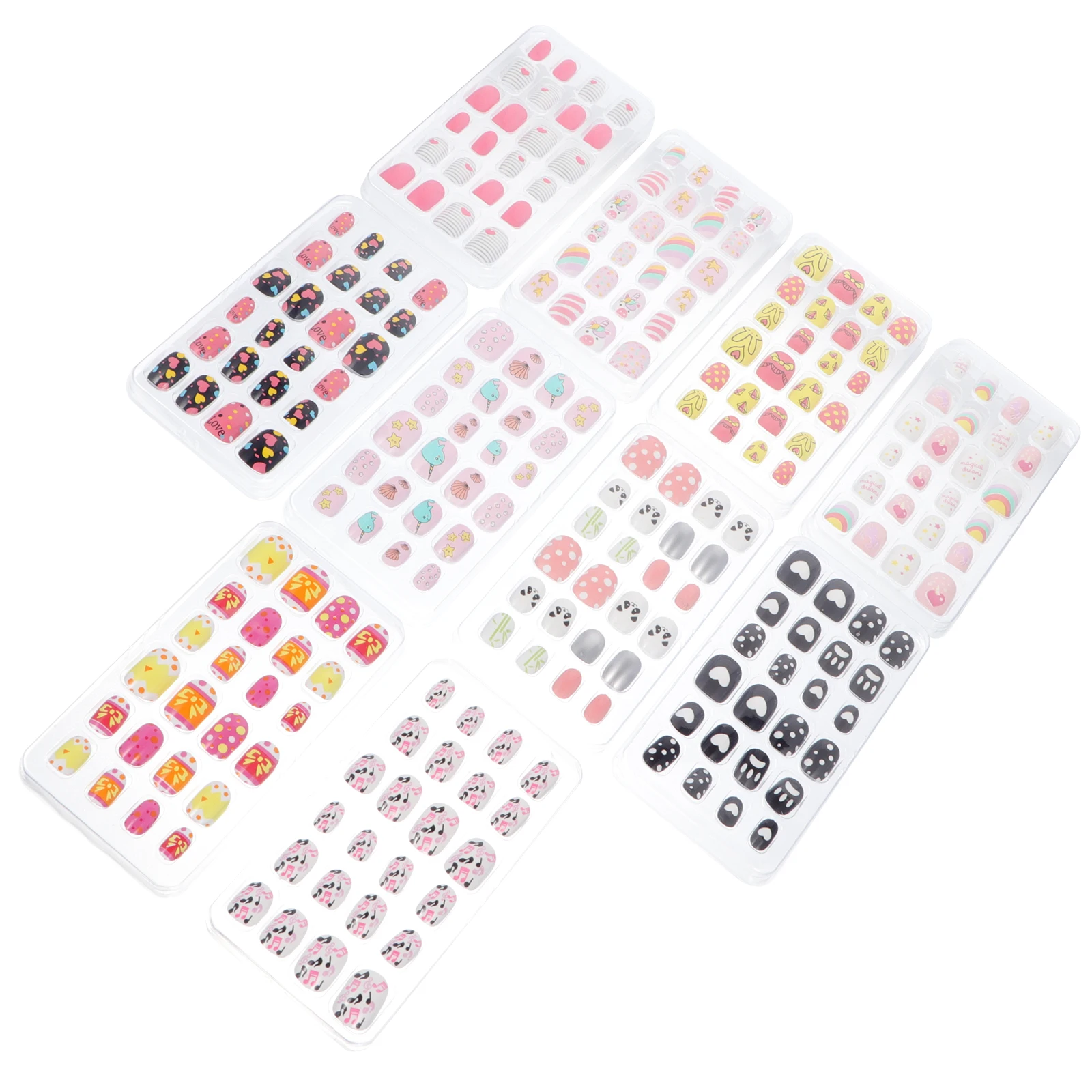 

240 Pcs/ Fake Nails Press on Tips Short for Little Childrens False 's Wearable