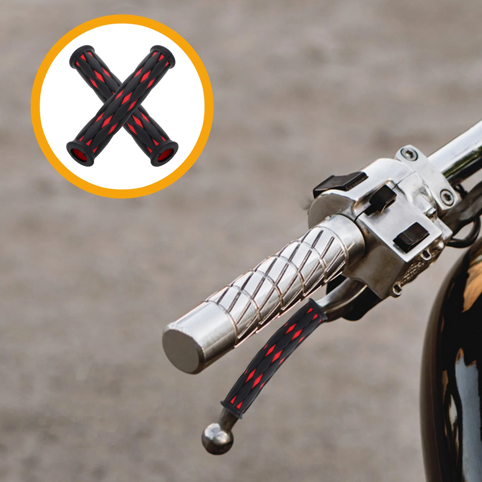 

1Pair Universal Motorcycle Grip Covers Anti-Slip Rubber Handlebar Covers Replacement Parts for Motorbike Electric Bike Bicycle